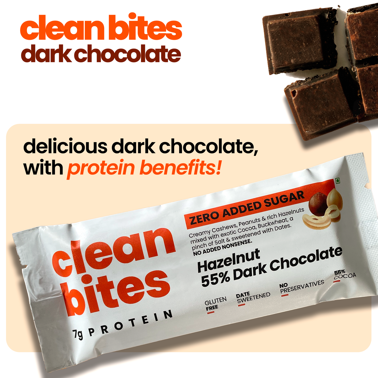 Dark Chocolate - Hazelnut (50g) | 7g Protein